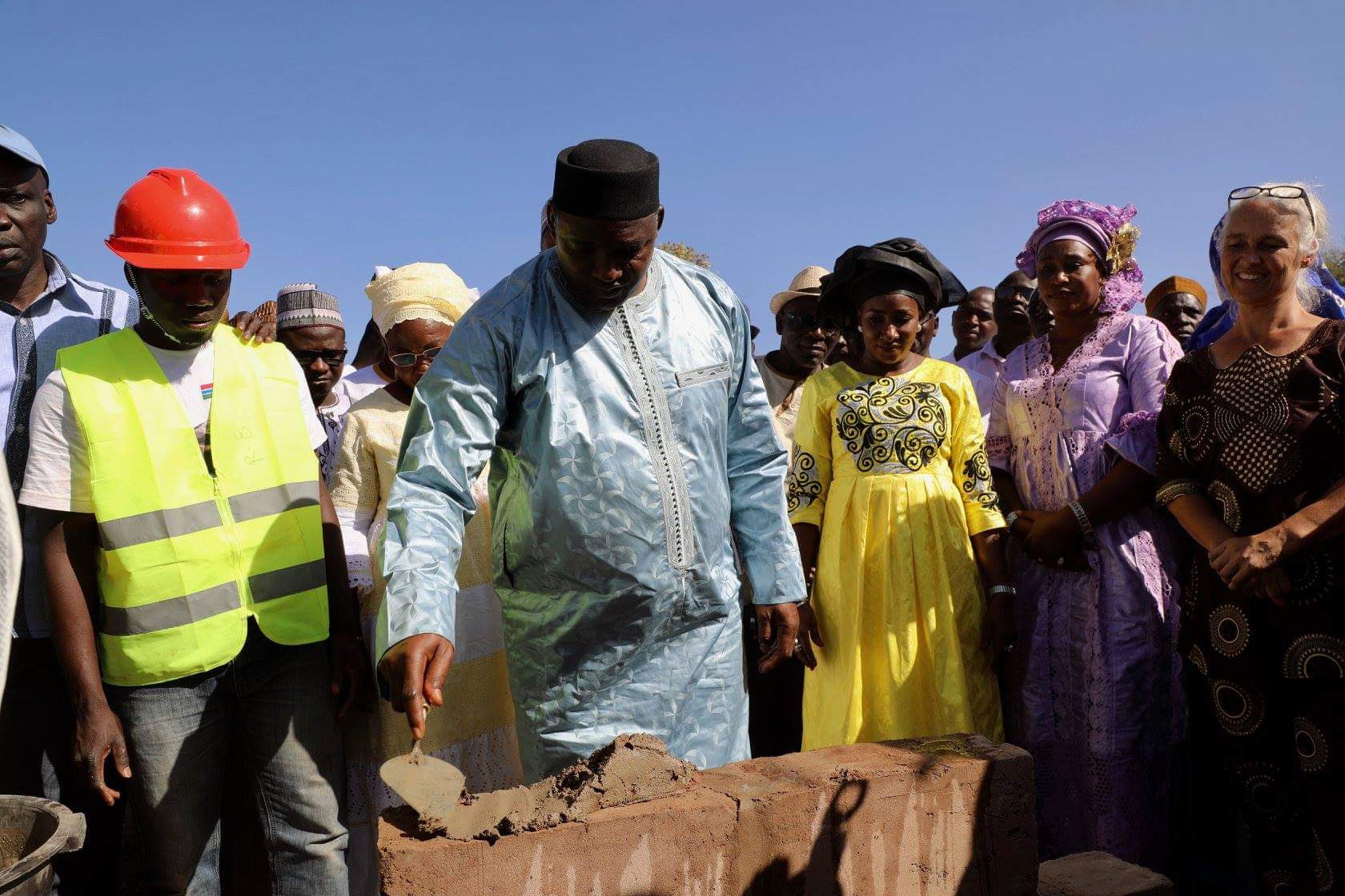 President Barrow lays Foundation Stone for new College Campus for Basse