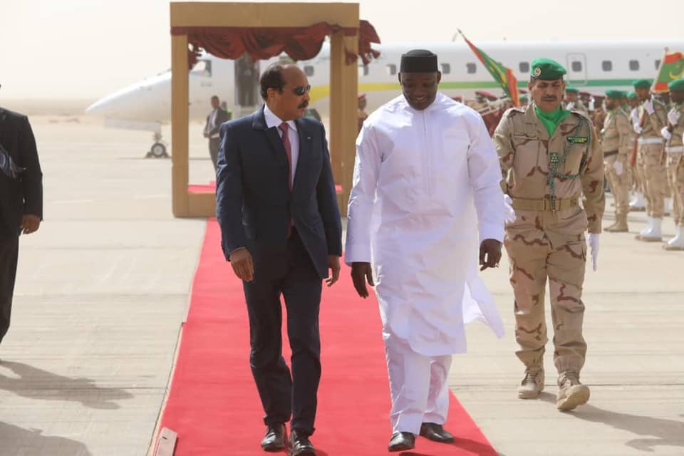 President Barrow arrives in Nouakchott for a 2-day official visit welcomed by Mauritanian President  His Excellency Mohamed Ould Abdel Aziz