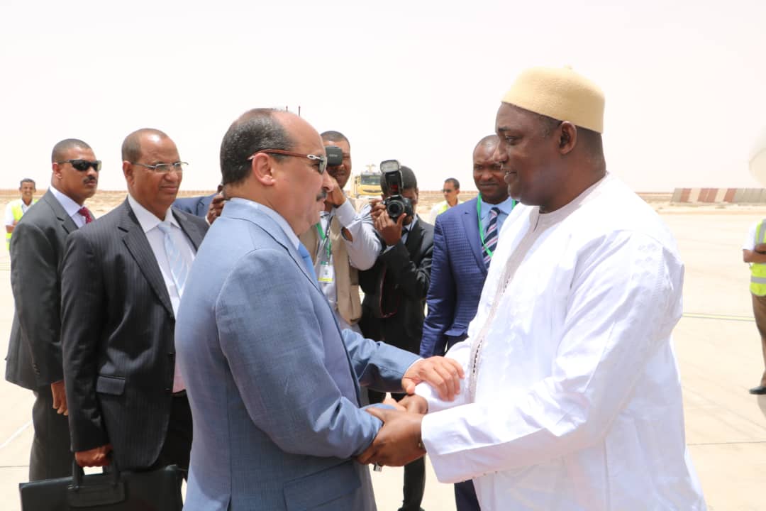 President Barrow received at the Nouakchott Airport by Mauritanian President H.E. President Mohamed Ould Abdel Aziz upon arrival for the 31st Ordinary Session of the African Union