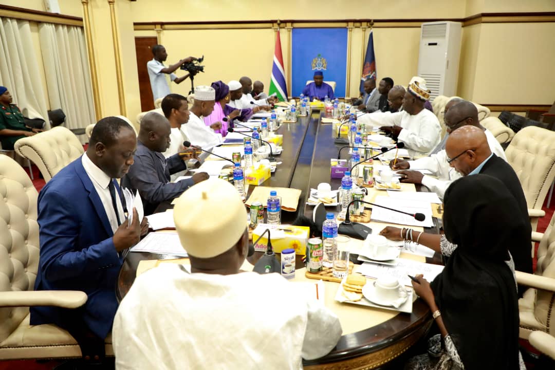 President Adama Barrow presides over the first Cabinet session in 2019