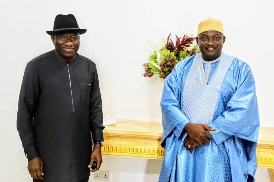 President Barrow receives former Nigerian President, H.E Goodluck Jonathan in Mankamang