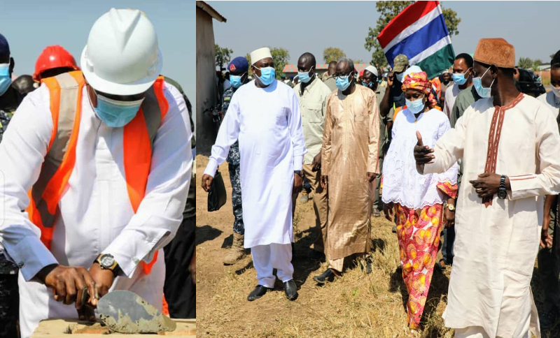 President Barrow Sunday visited the Basse market to monitor its work progress. The President also laid the foundation stone for a modern car park in Basse.
